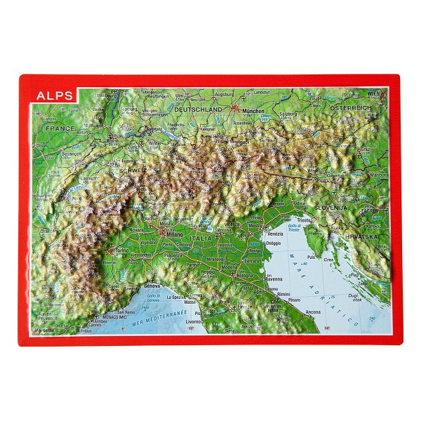 Reliefpostkarte Alpen
